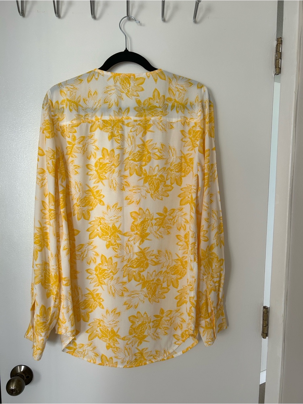 J. Crew Yellow Floral V-Neck Long Sleeve Blouse - Picture 8 of 9
